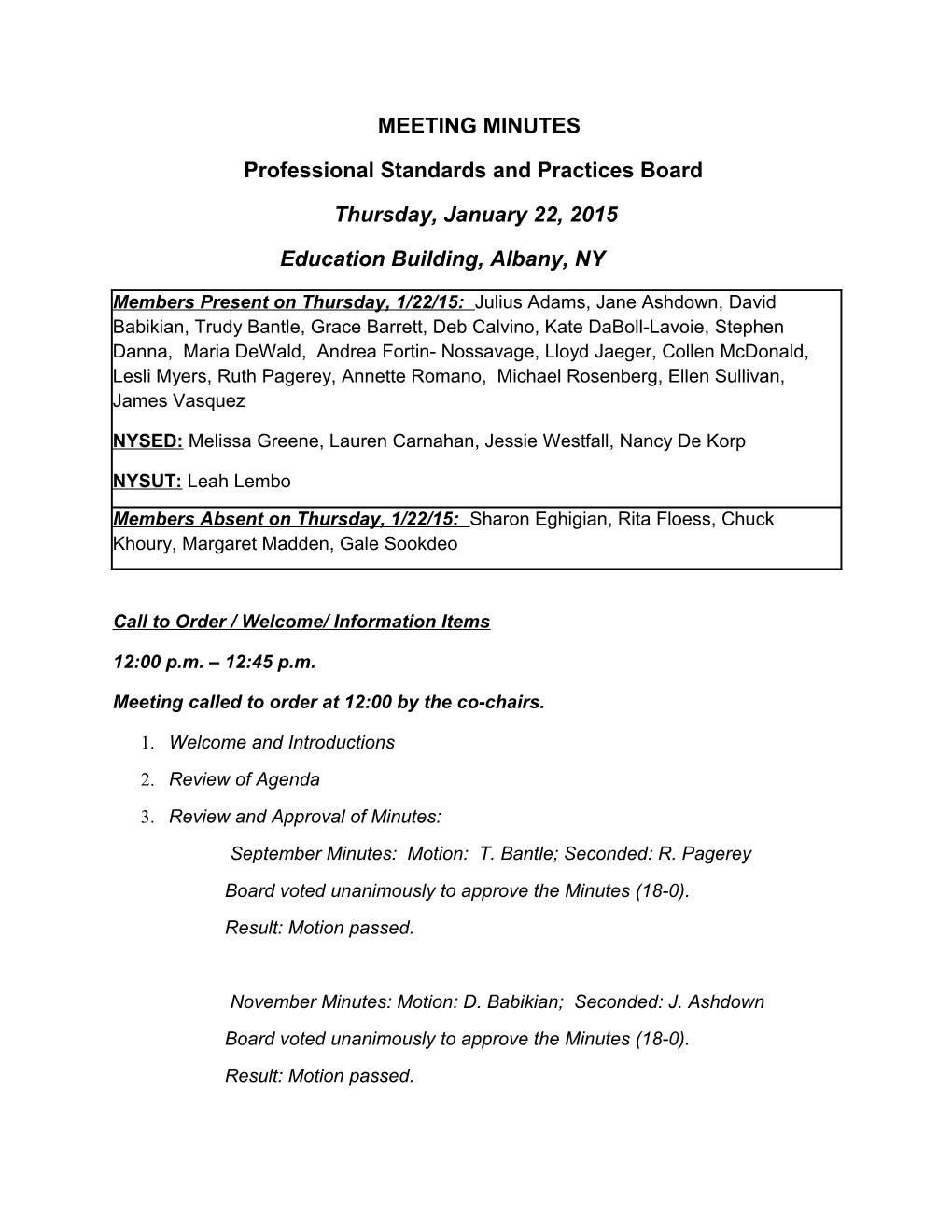 Professional Standards and Practices Board