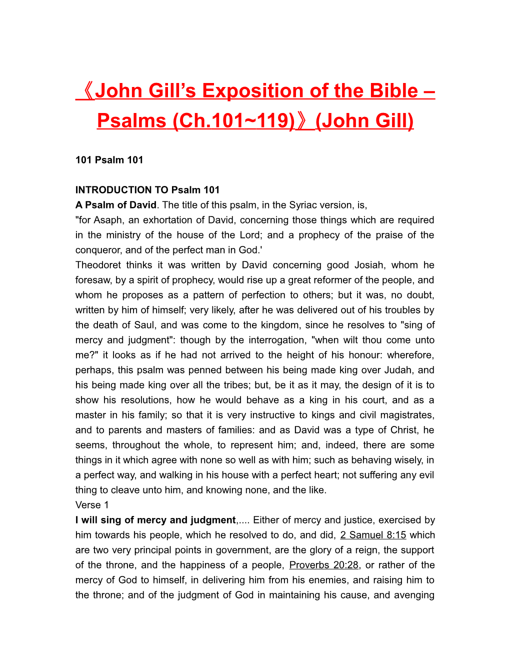 John Gill S Exposition of the Bible Psalms (Ch.101 119) (John Gill)