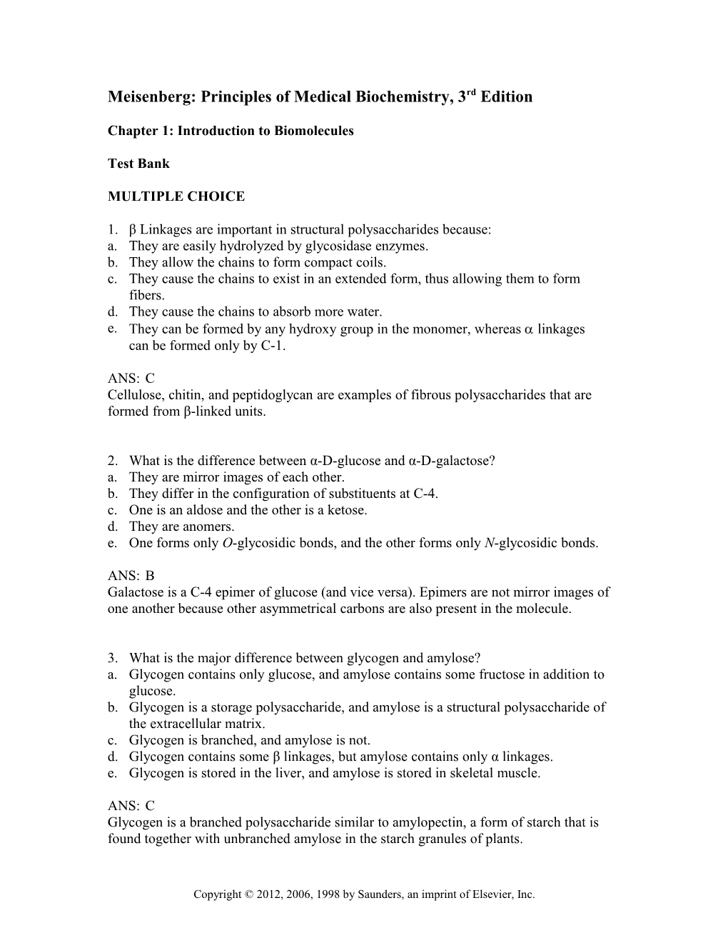 Meisenberg: Principles of Medical Biochemistry, 3Rd Edition