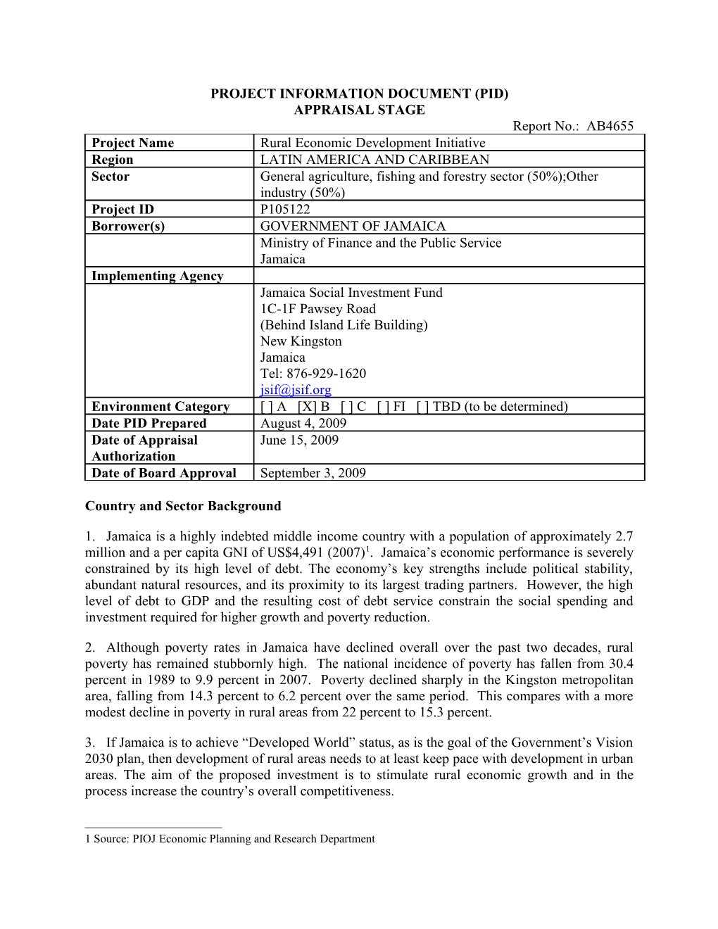 Project Information Document (Pid) s9