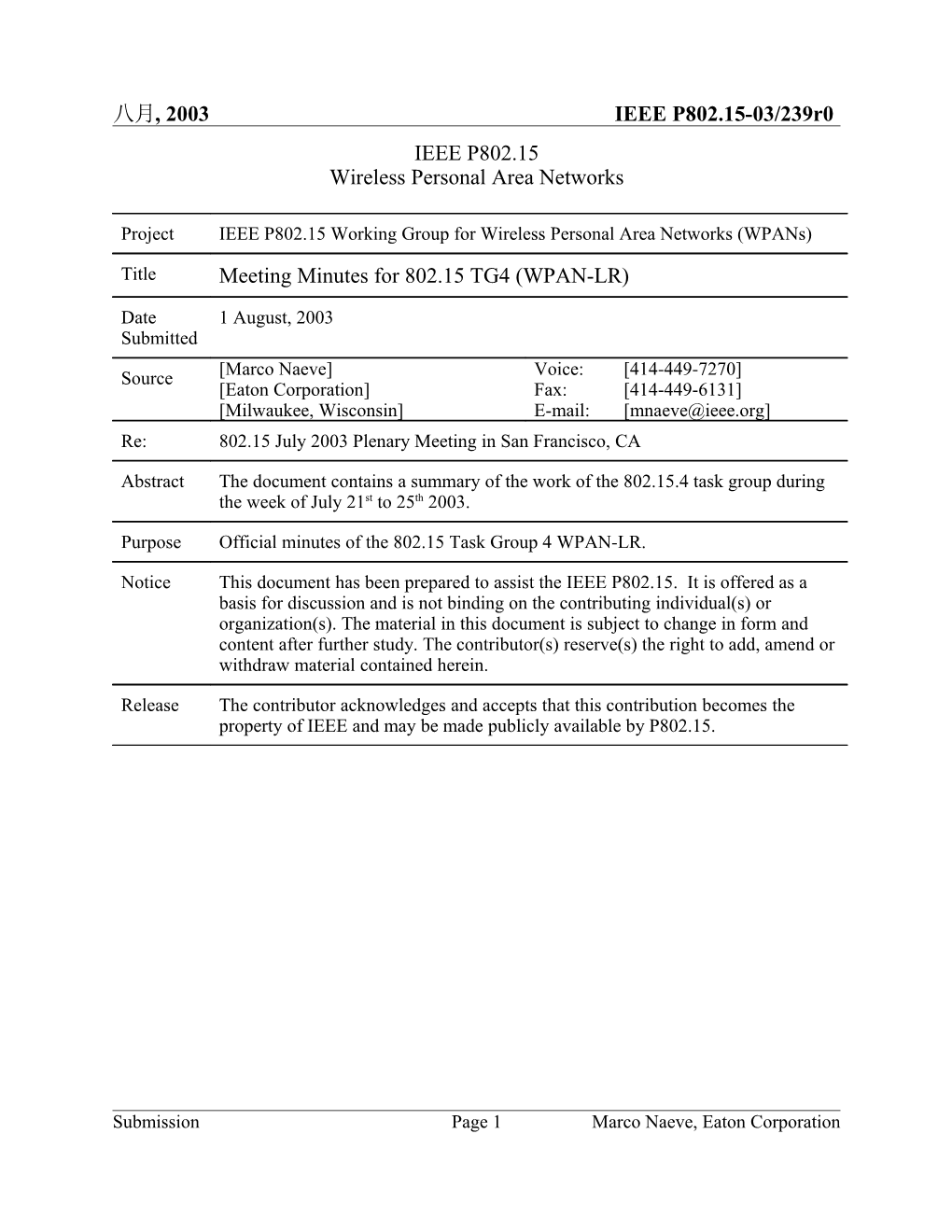 Meeting Minutes for 802.15 TG4 s1