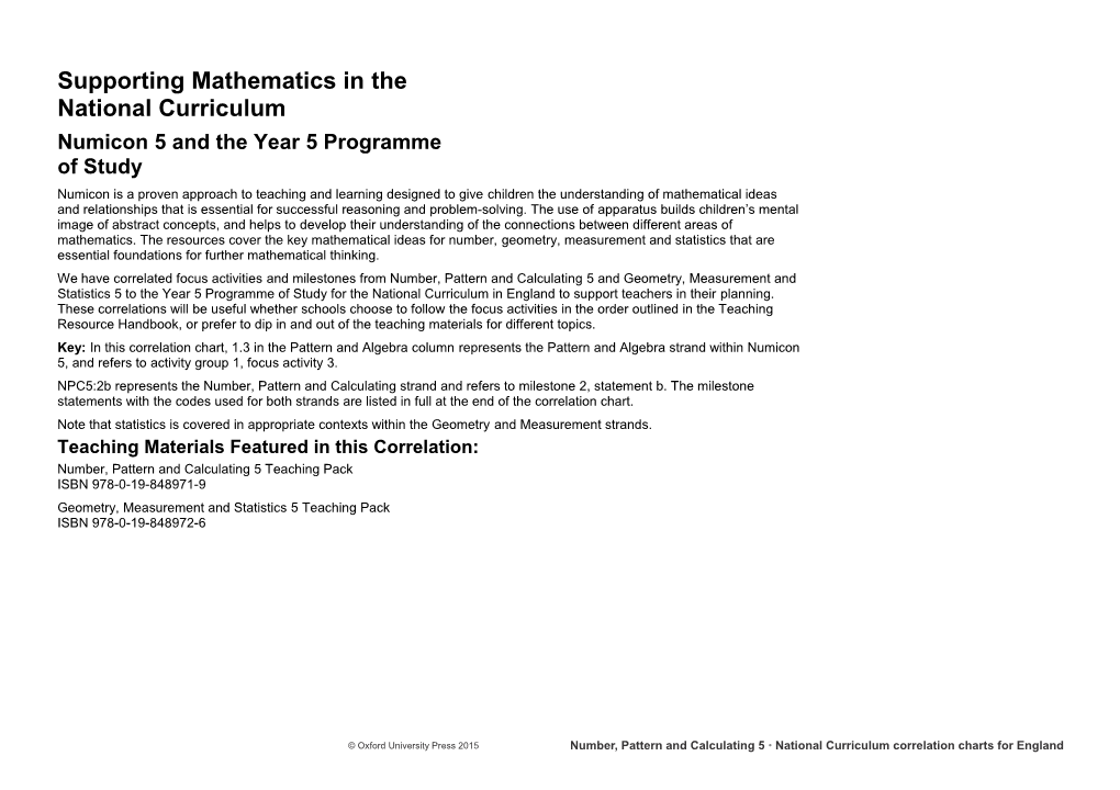 Supporting Mathematics Inthe National Curriculum