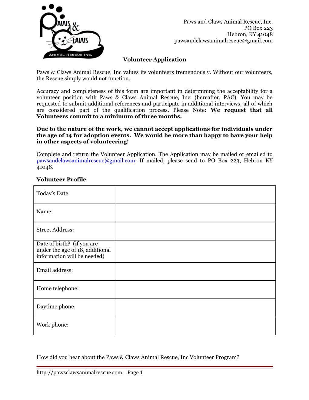 Volunteer Application s6