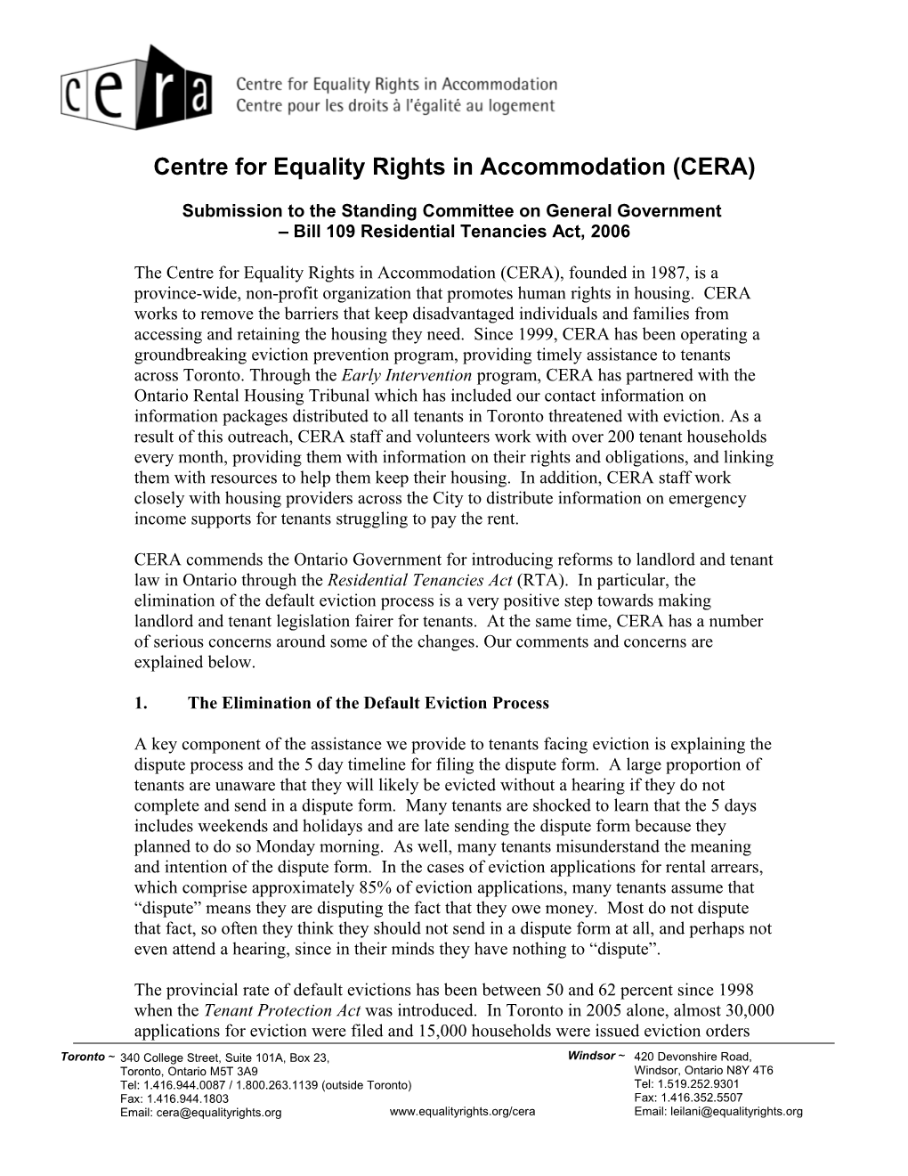 Centre for Equality Rights in Accommodation (CERA)