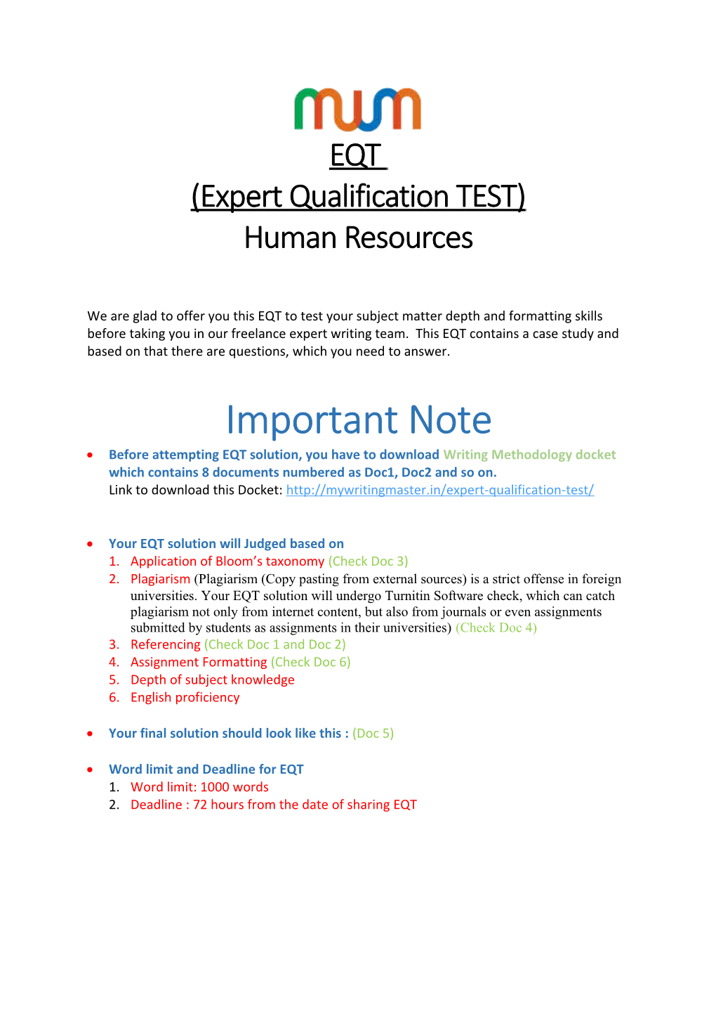 Expert Qualification TEST