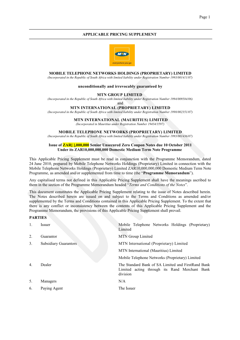 Mobile Telephone Networks Holdings (Proprietary) Limited