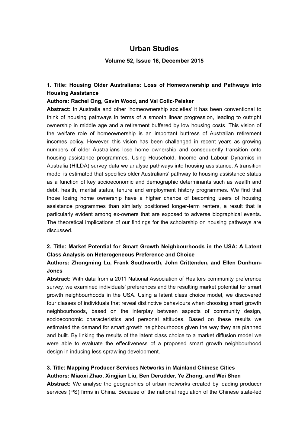 1. Title: Housing Older Australians: Loss of Homeownership and Pathways Into Housing Assistance