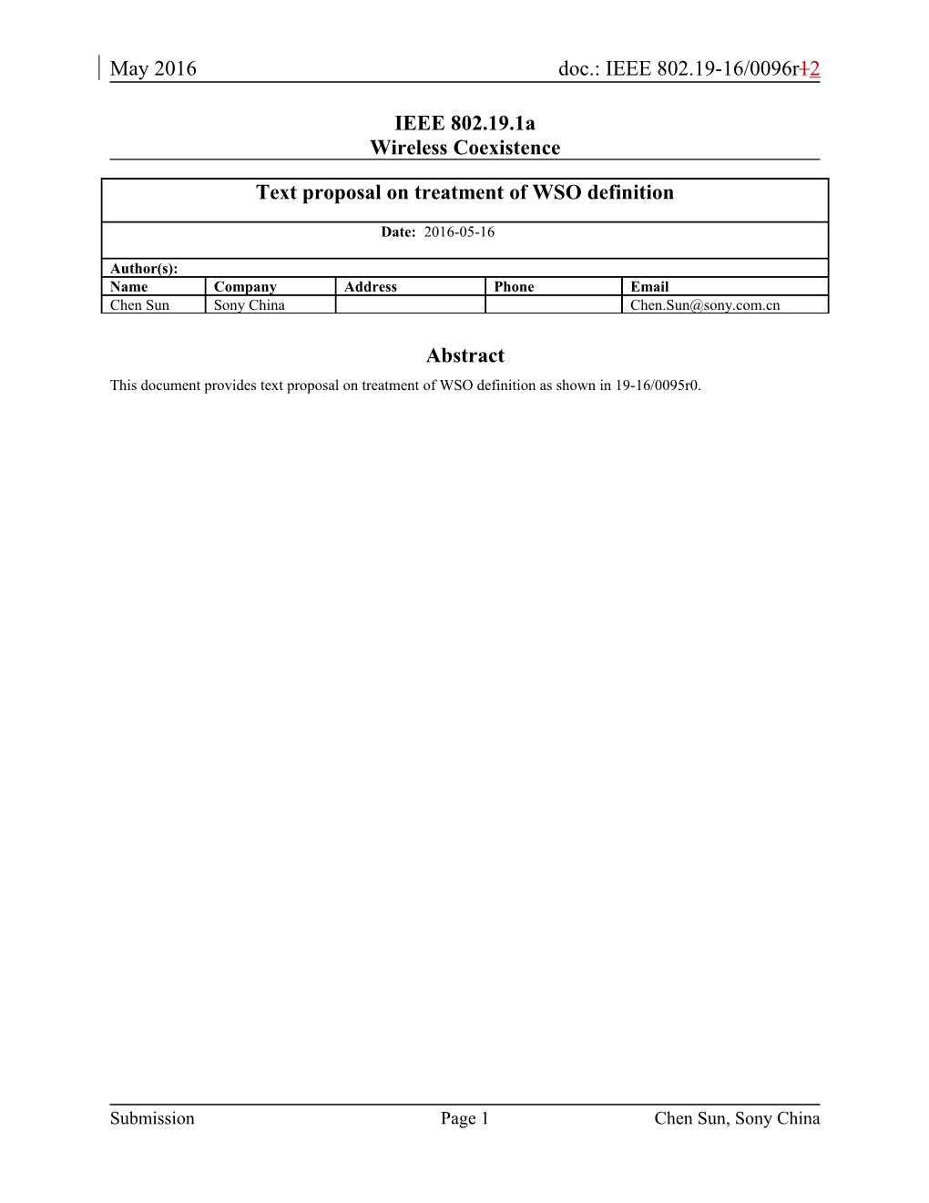 This Document Provides Text Proposal on Treatment of WSO Definition As Shown in 19-16/0095R0
