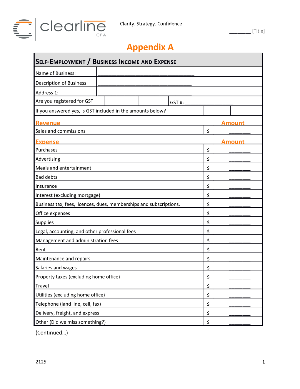 Appendix a (Continued)