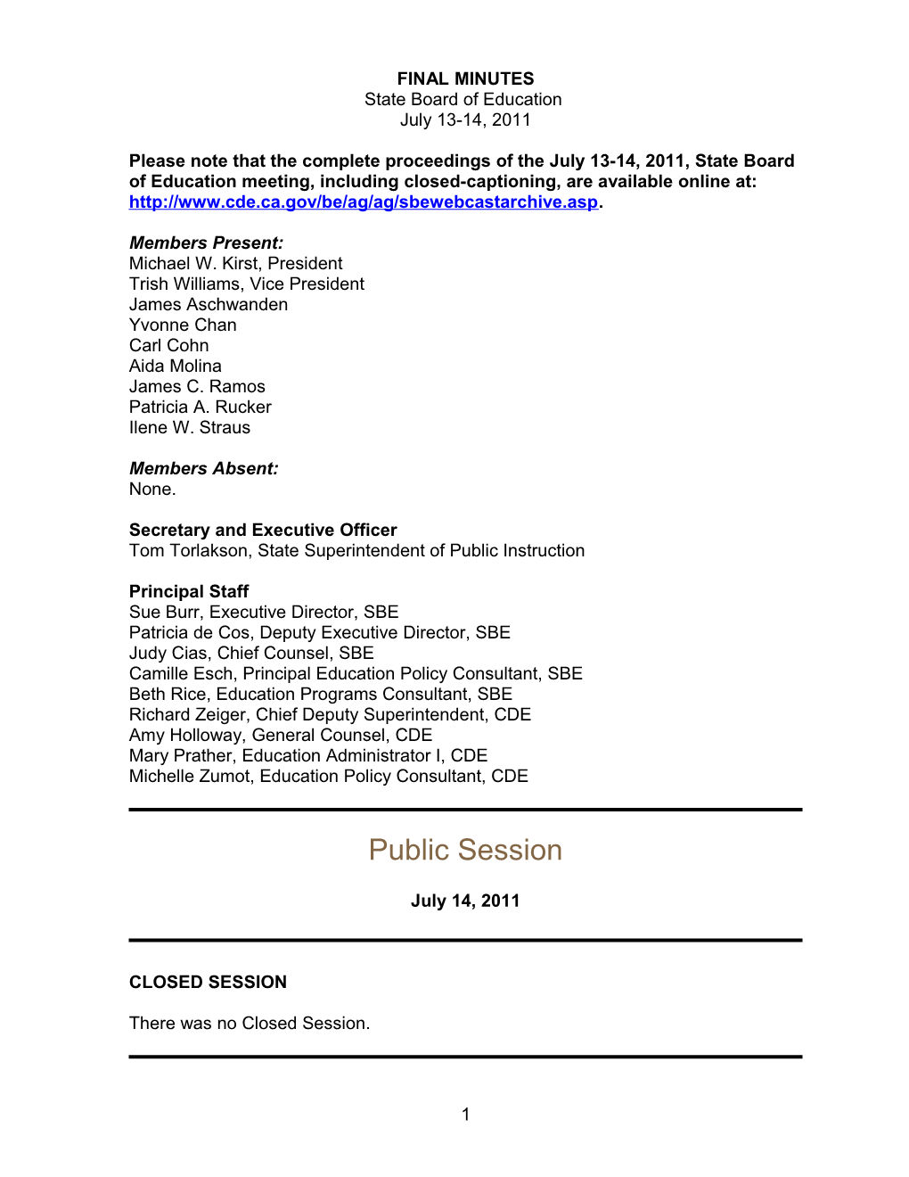 Final Minutes for July 13-14, 2011 - SBE Minutes (CA State Board of Education)