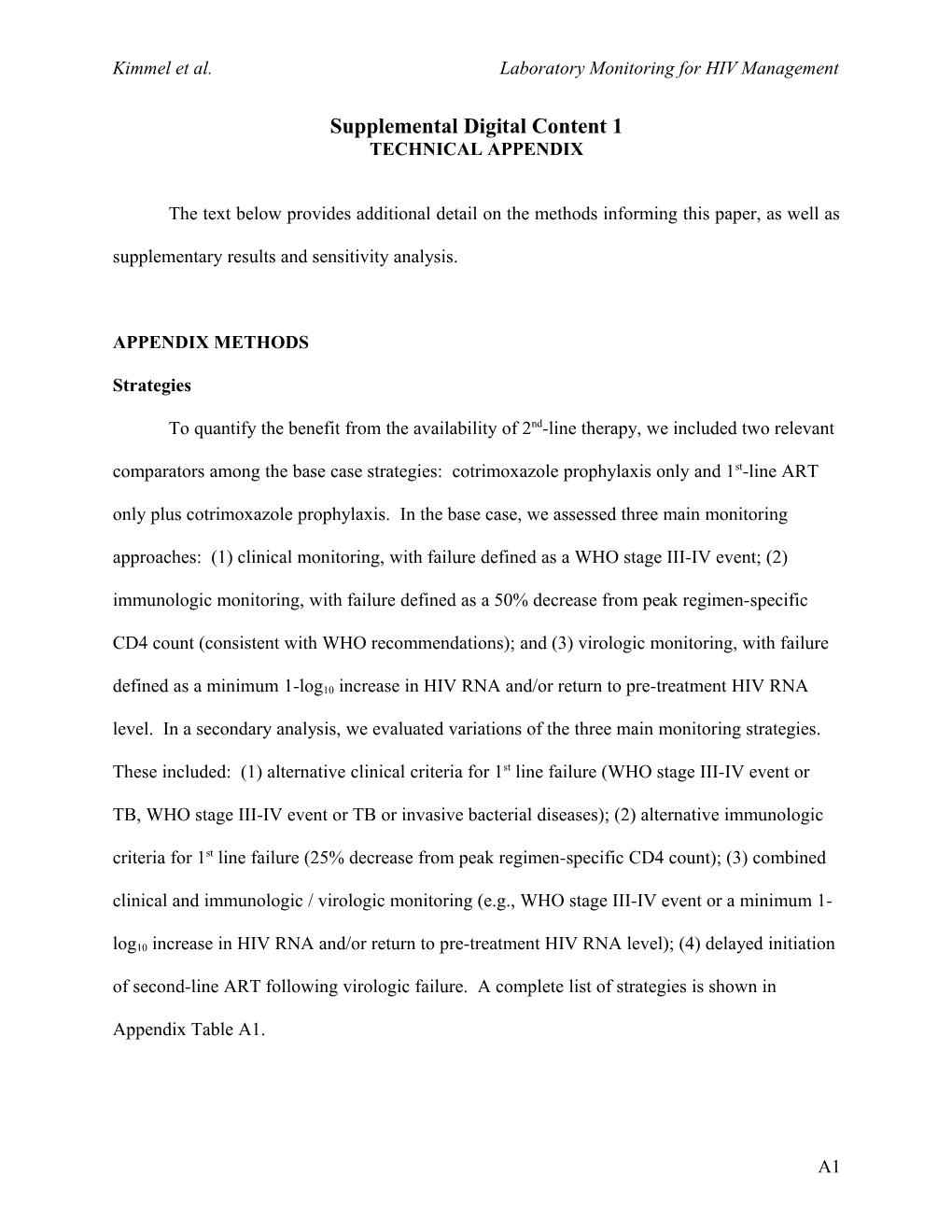 Kimmel Et Al. Laboratory Monitoring for HIV Management