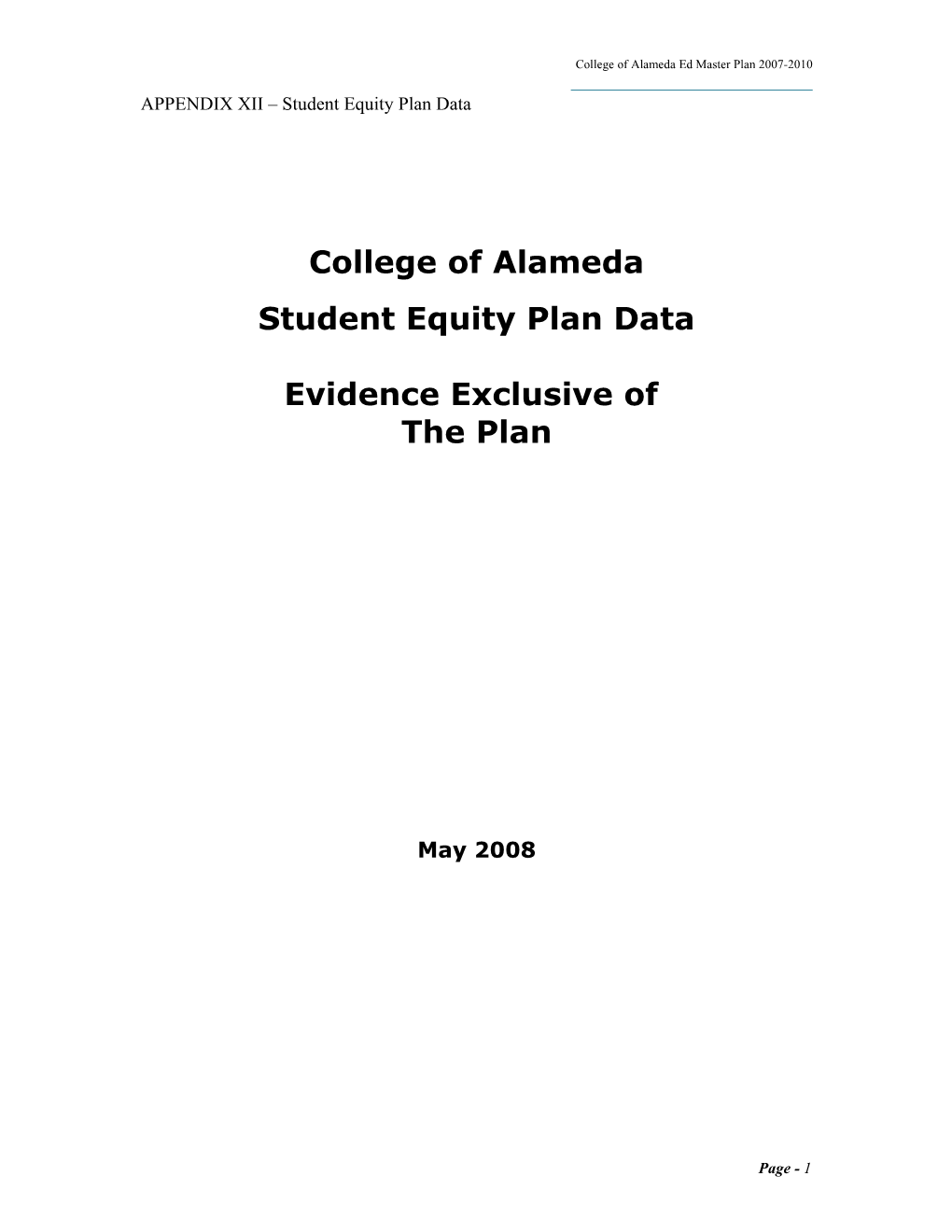 Student Equity Plan Data