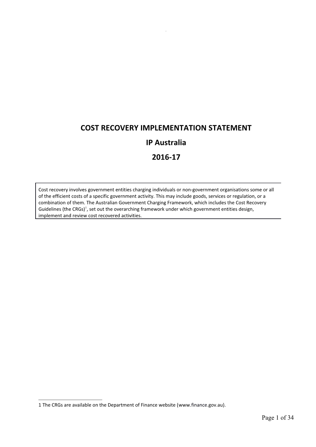 Cost Recovery Implementation Statement Template