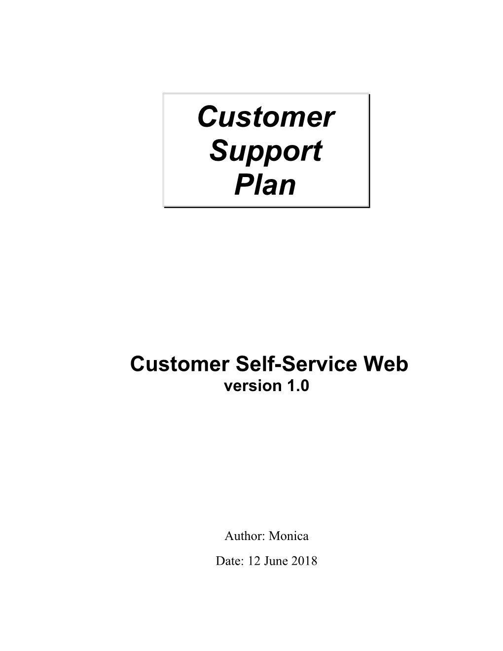 Template 11-4 Customer Support Plan