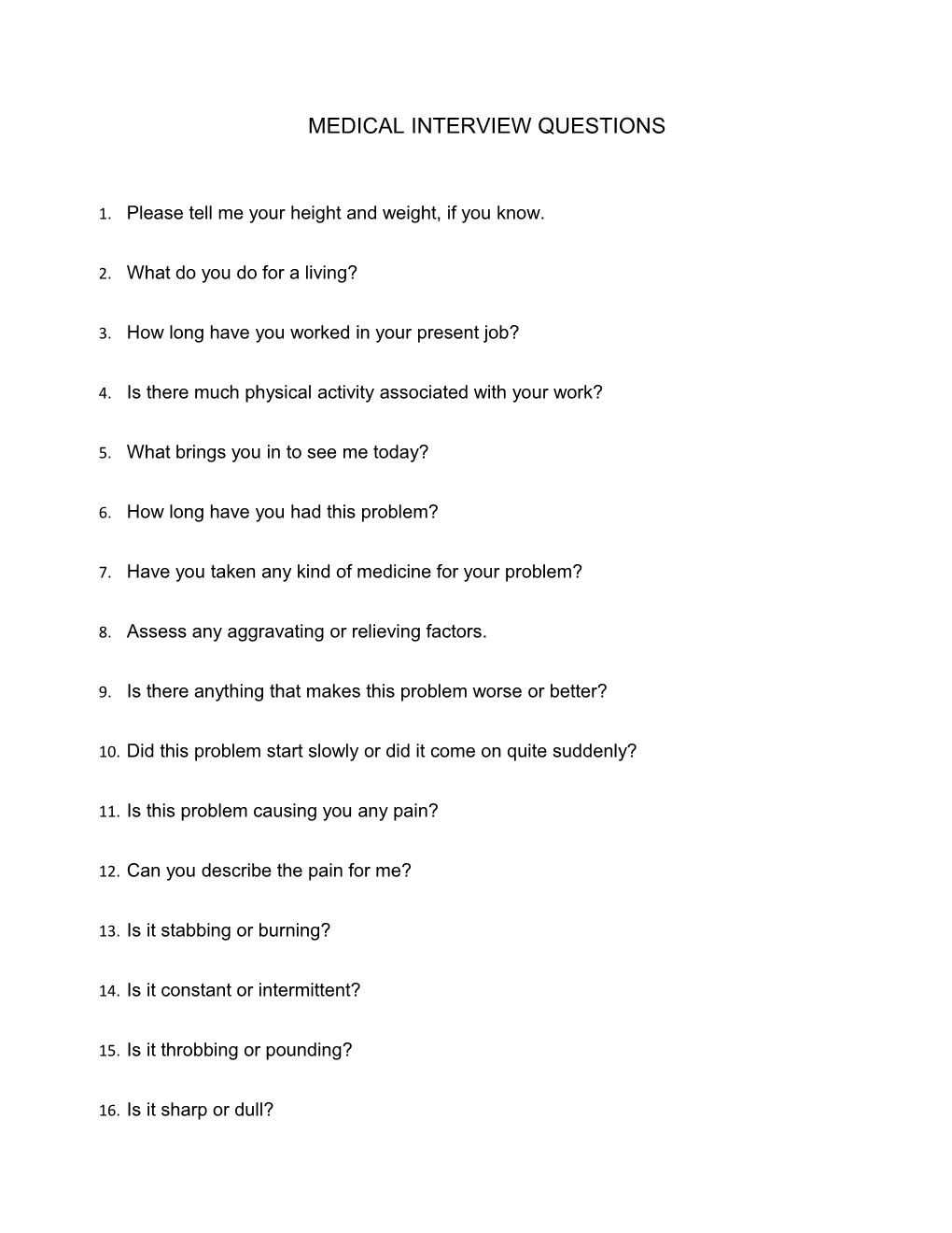 Medical Interview Questions