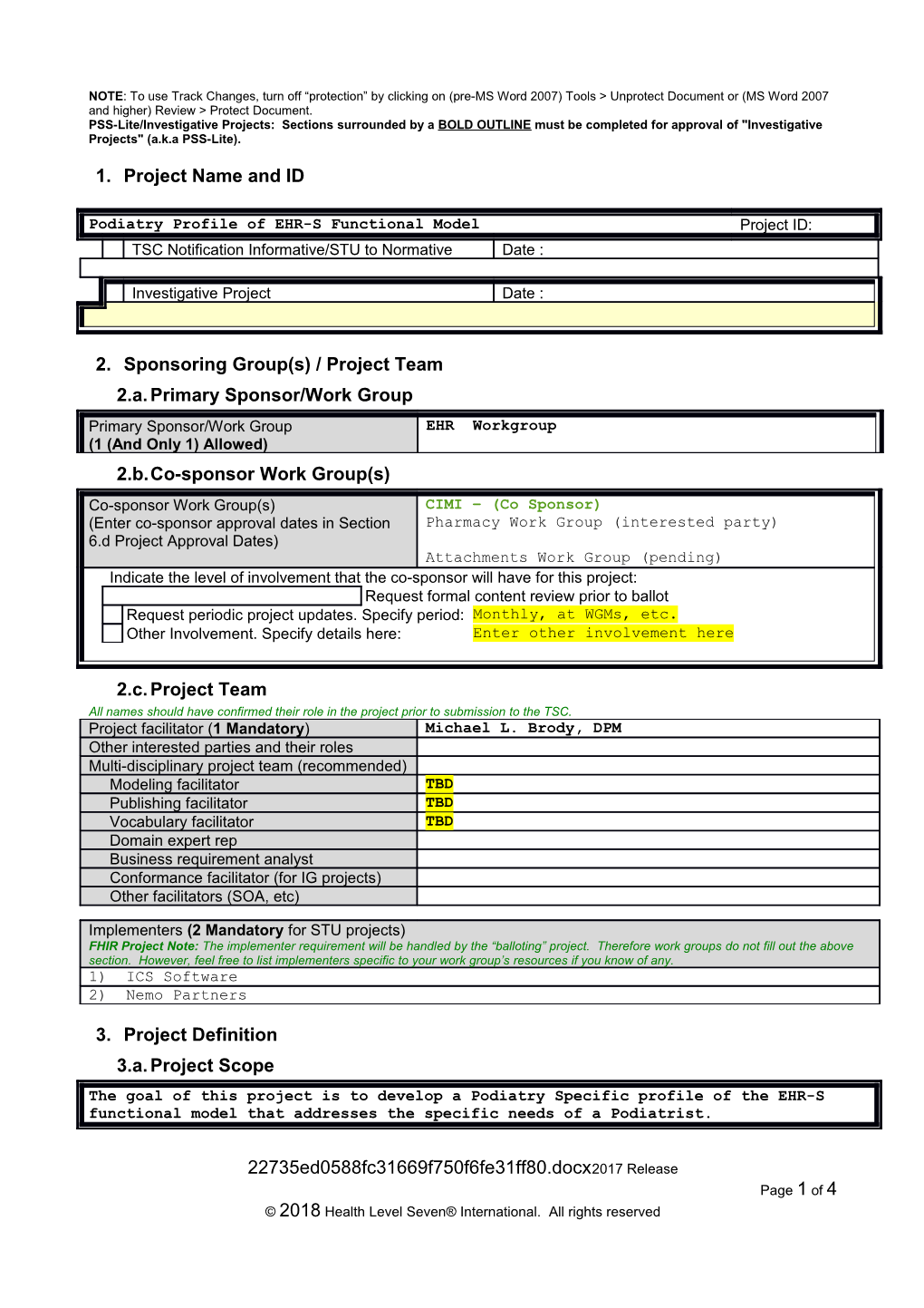 HL7 Project Scope Statement