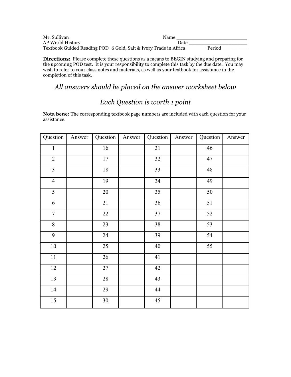 Textbook Guided Reading Students Will Answer a Series of Multiple Choice Questions Based s2