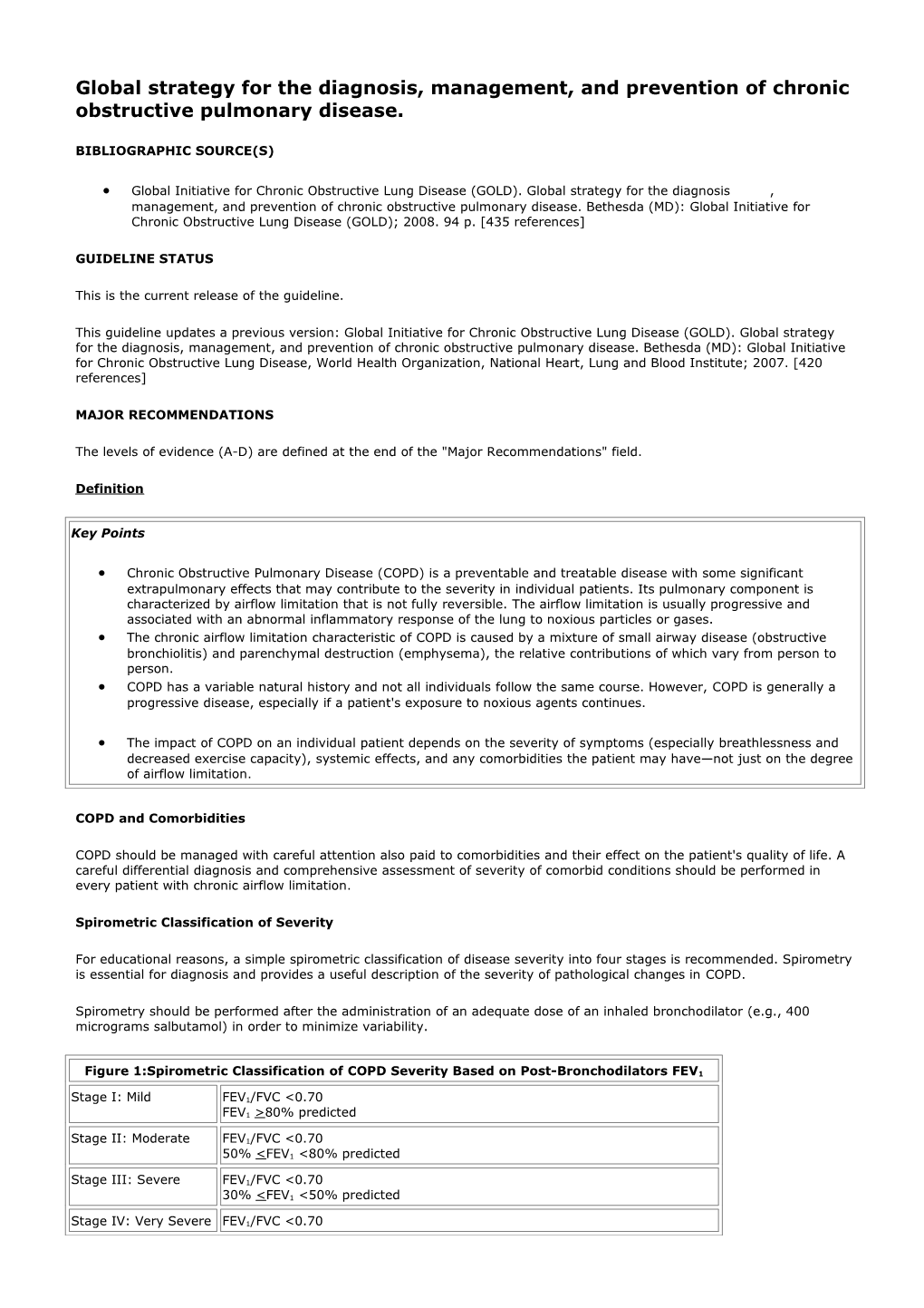 Global Strategy for the Diagnosis, Management, and Prevention of Chronic Obstructive Pulmonary