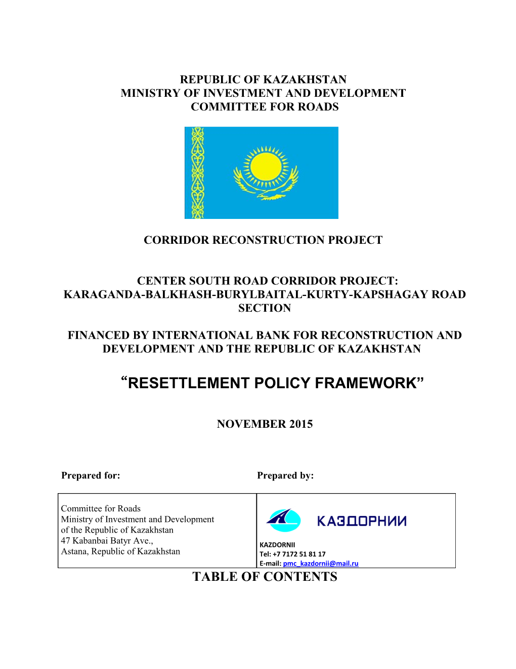 East West Highway Project: Resettlement Implementation Report