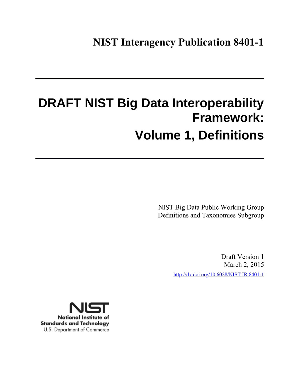 DRAFT NIST Big Data Interoperability Framework s1