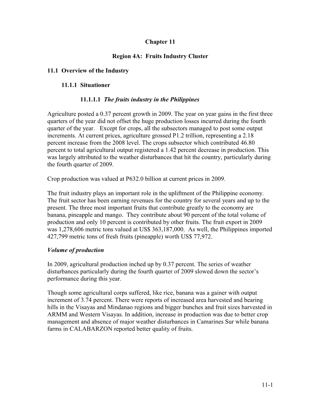 Region 4A: Fruits Industry Cluster