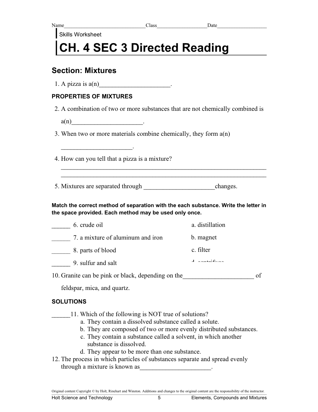 CH. 4 SEC 3 Directed Reading