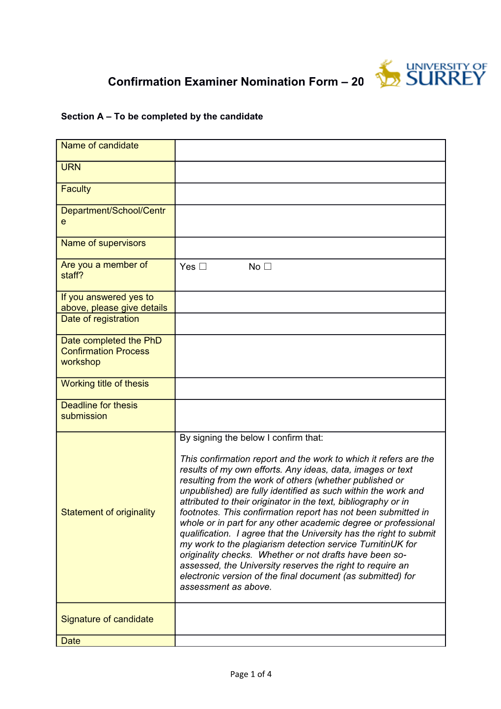 Confirmation Examiner Nomination Form 2017/18