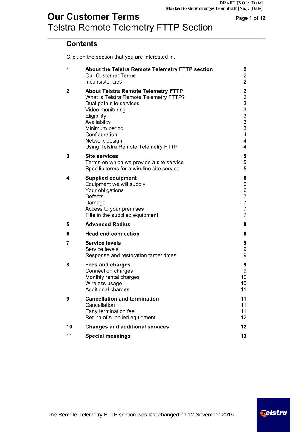 1 About the Telstra Remote Telemetry FTTP Section 2