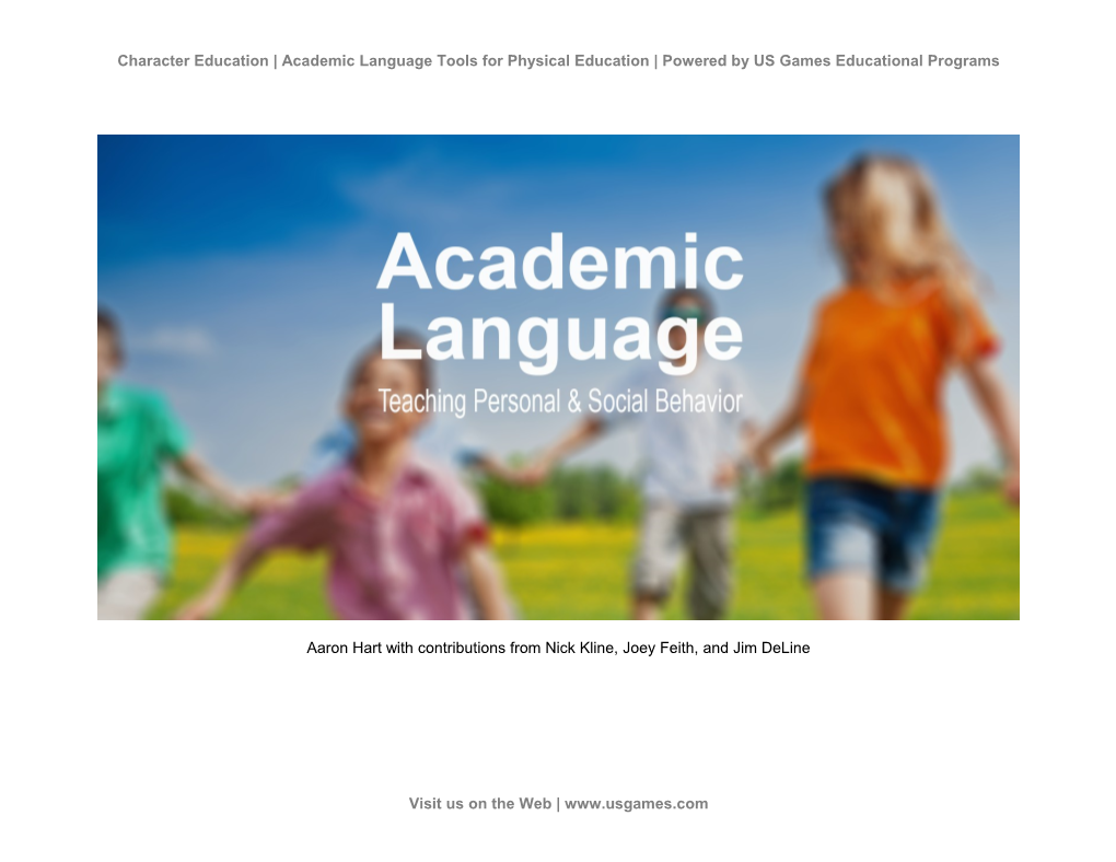 Character Education Academic Language Tools for Physical Education Powered by US Games