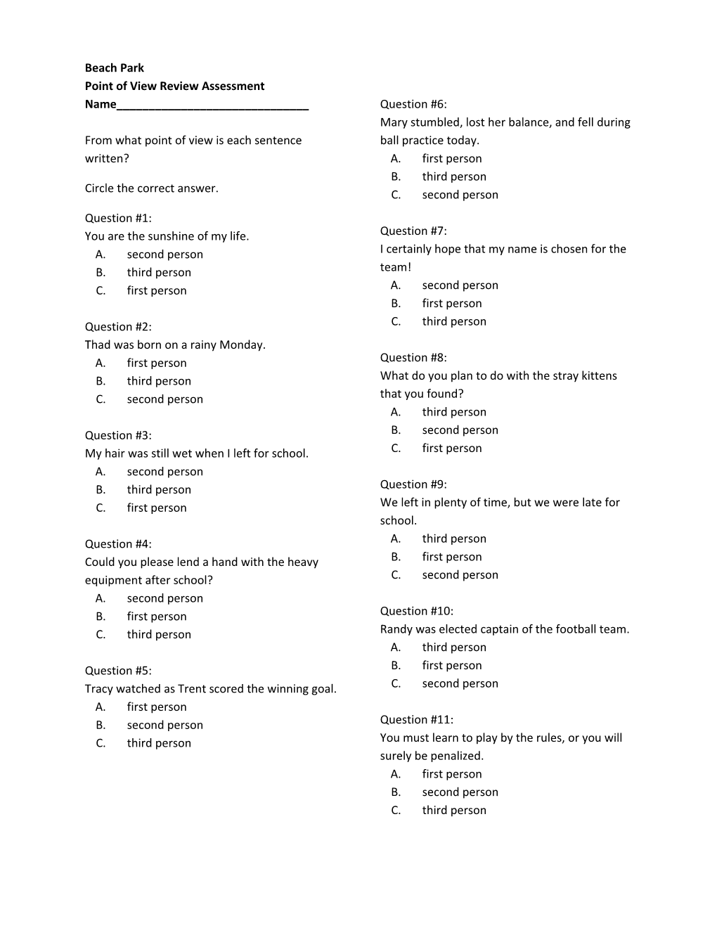 Point of View Review Assessment