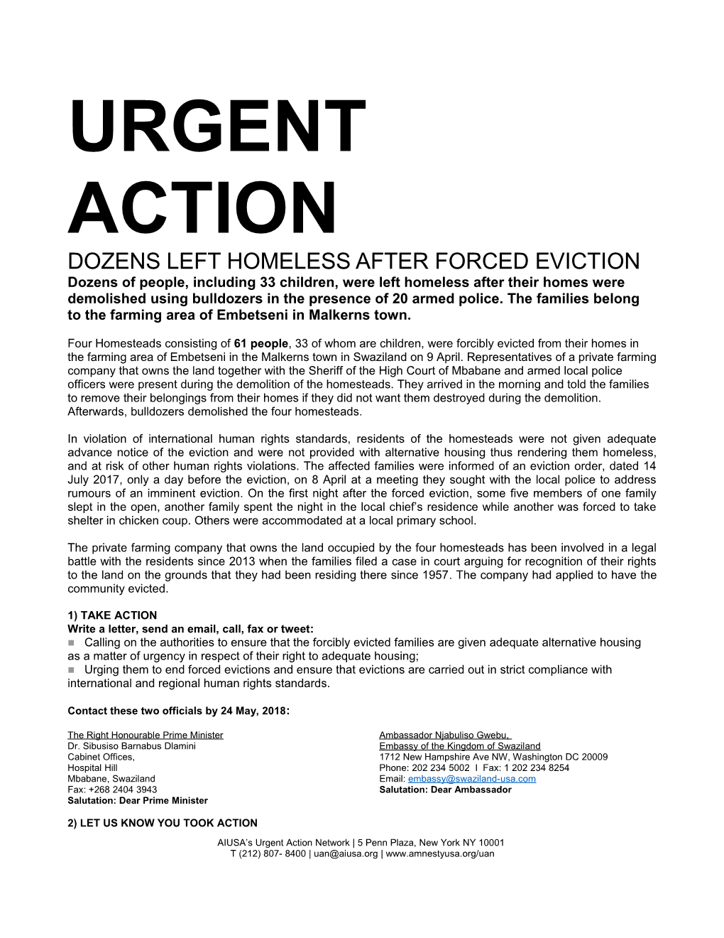 Dozens Left Homeless After Forced Eviction