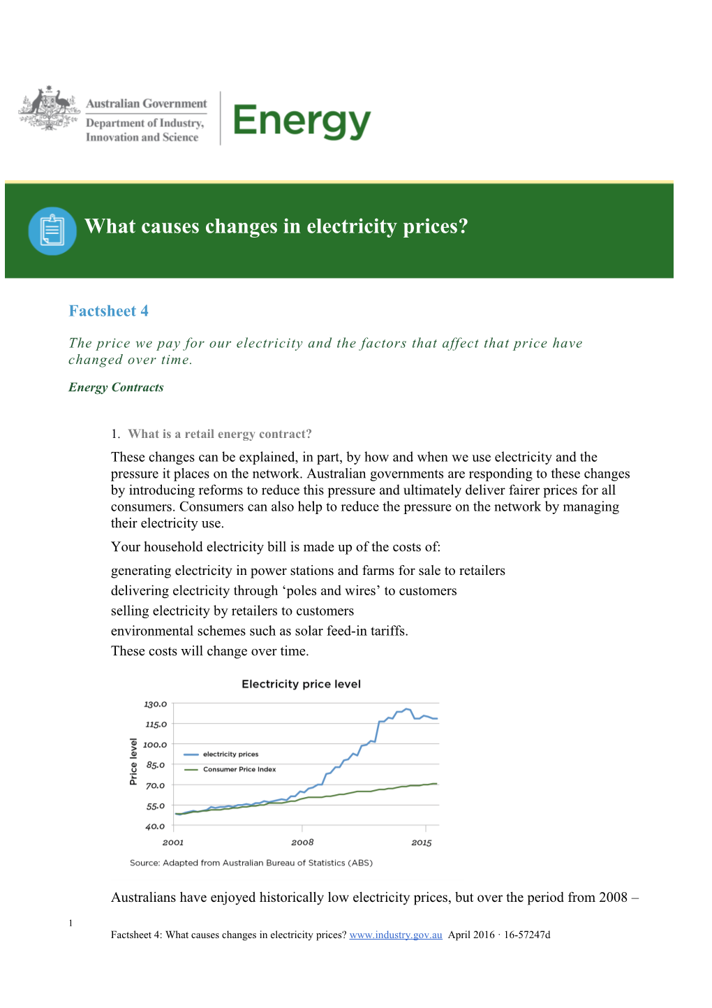 Factsheet 4: What Causes Changes in Electricity Prices?