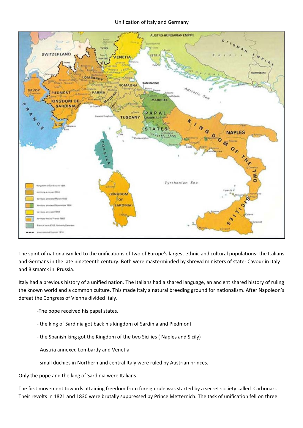 Unification of Italy and Germany