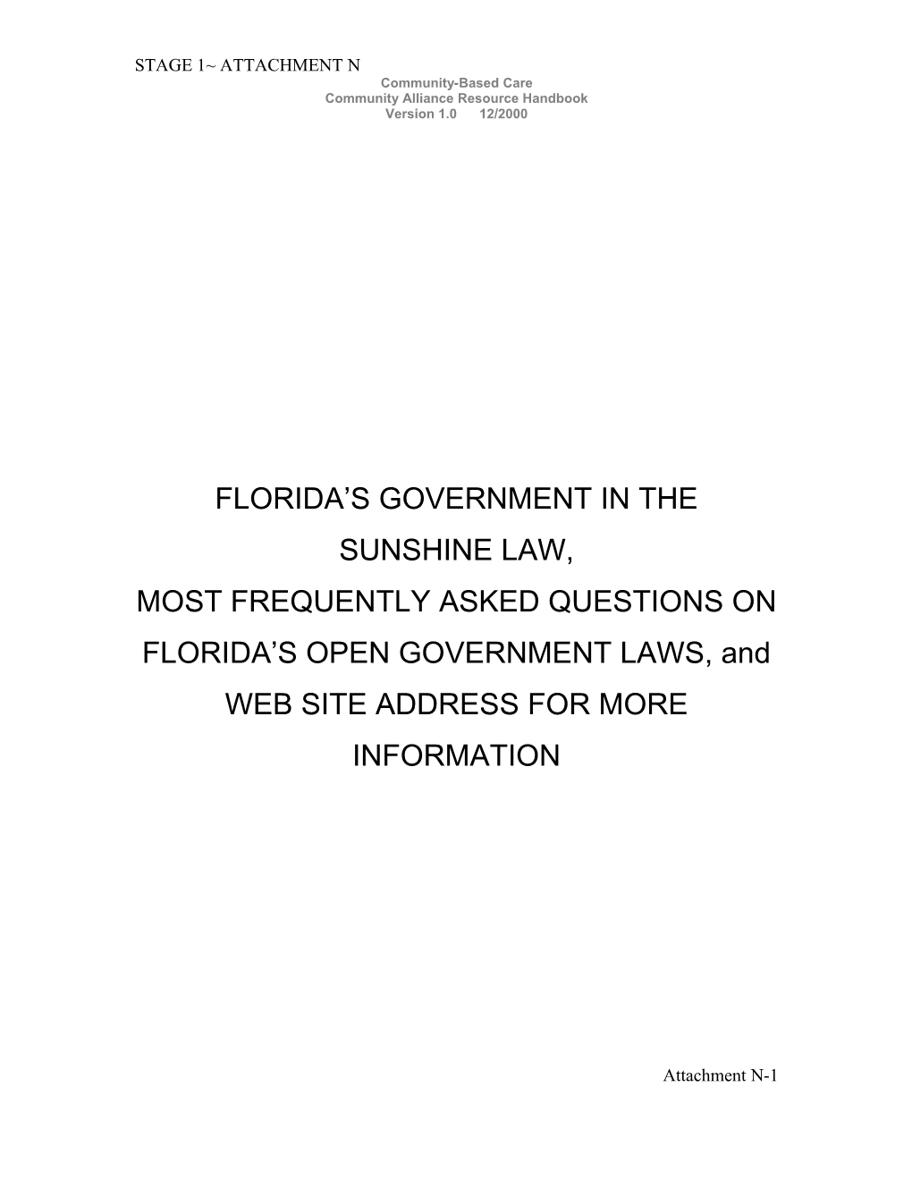 Florida S Government in the Sunshine Law