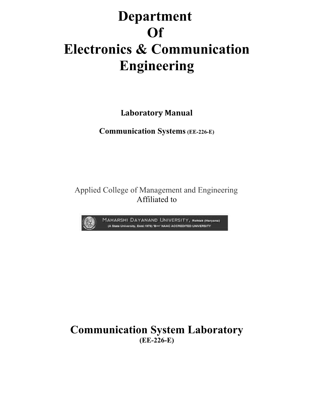 Communication System Laboratory