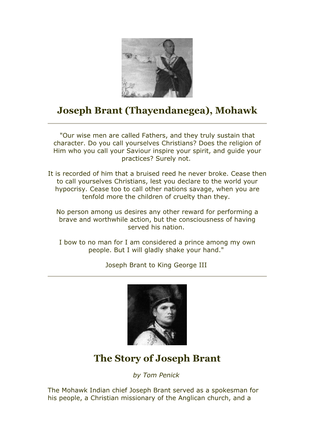 Joseph Brant (Thayendanegea), Mohawk