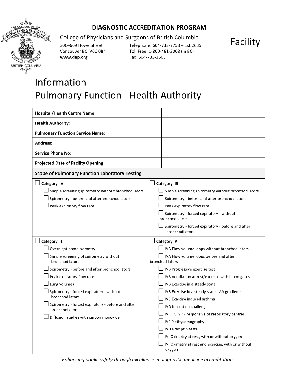 Pulmonary Function - Health Authority