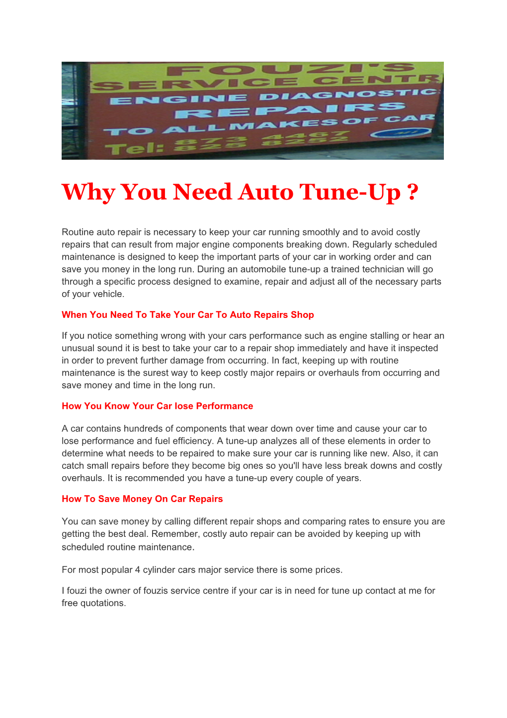 Why You Need Auto Tune-Up ?