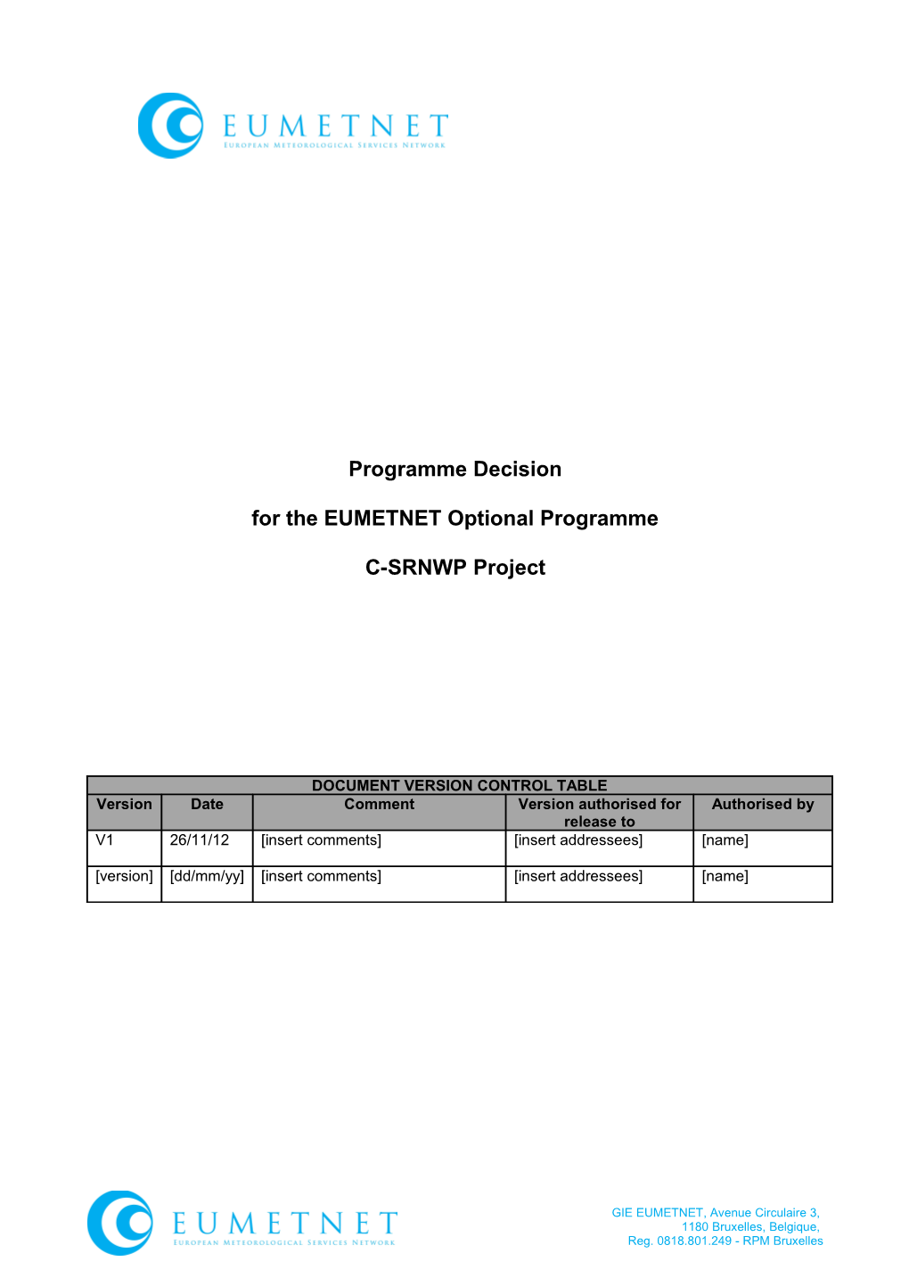 For the EUMETNET Optional Programme