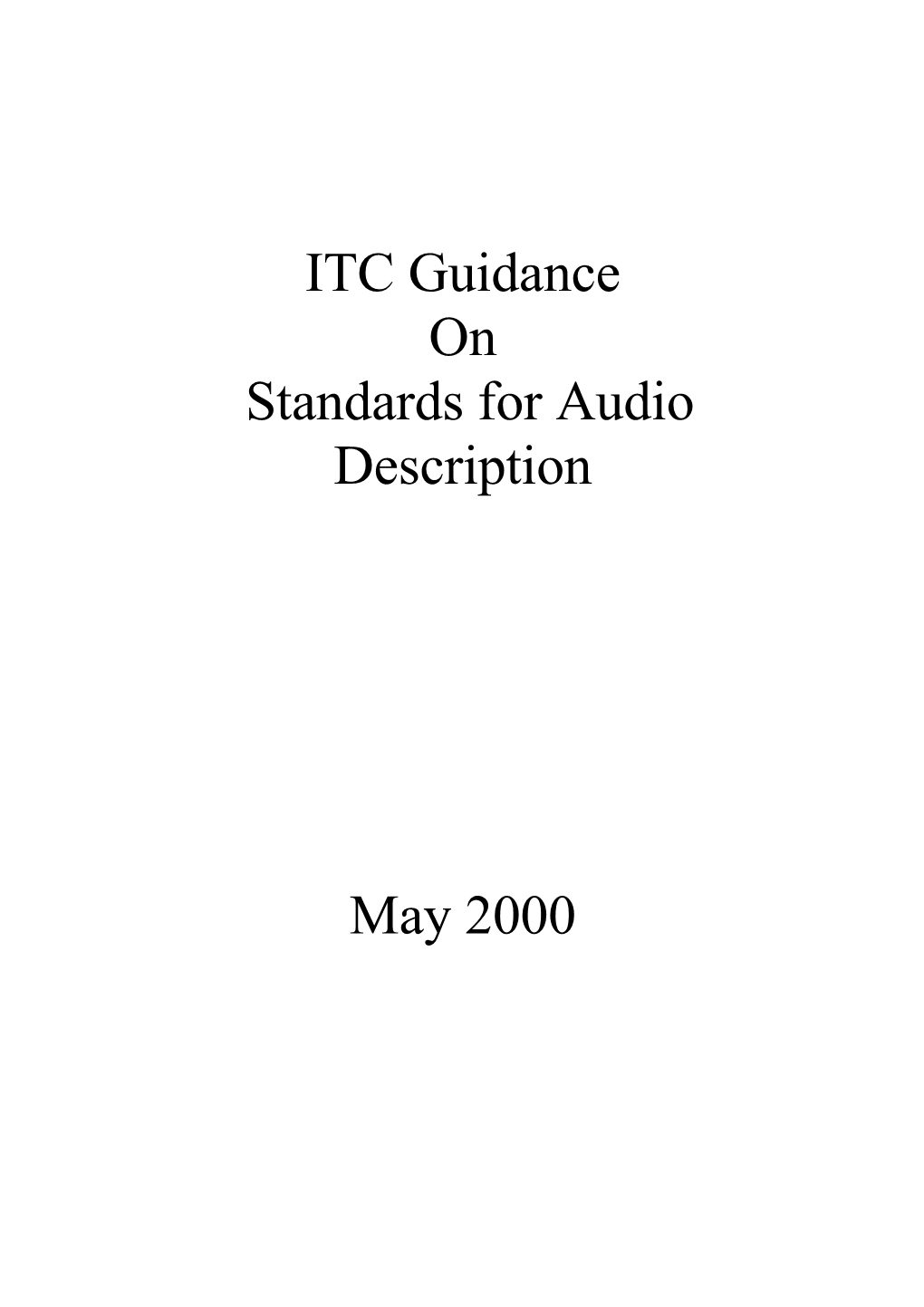 Standards for Audio Description