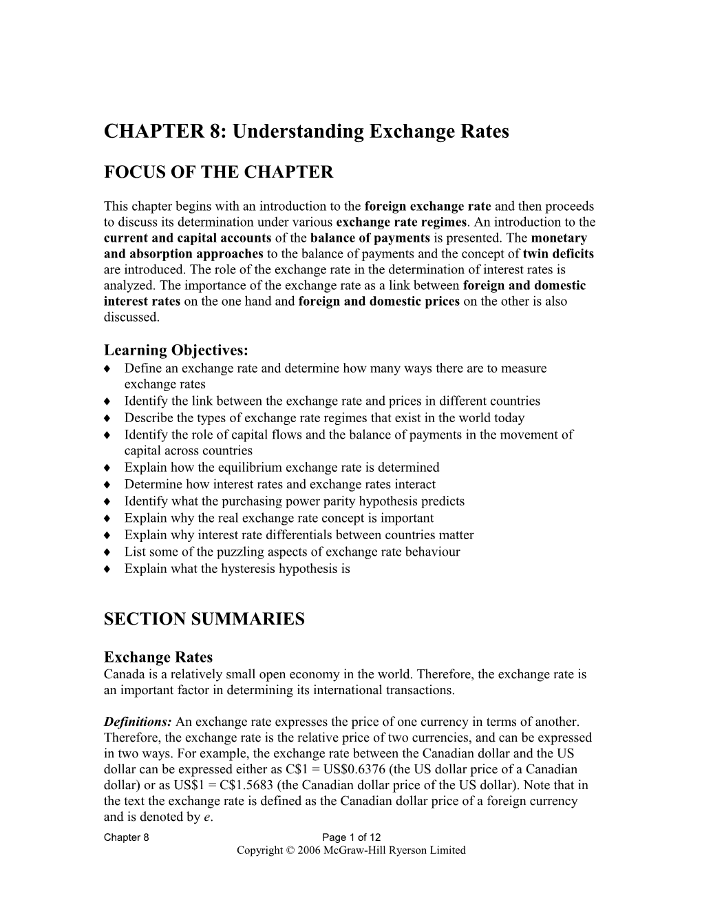 CHAPTER 8: Understanding Exchange Rates