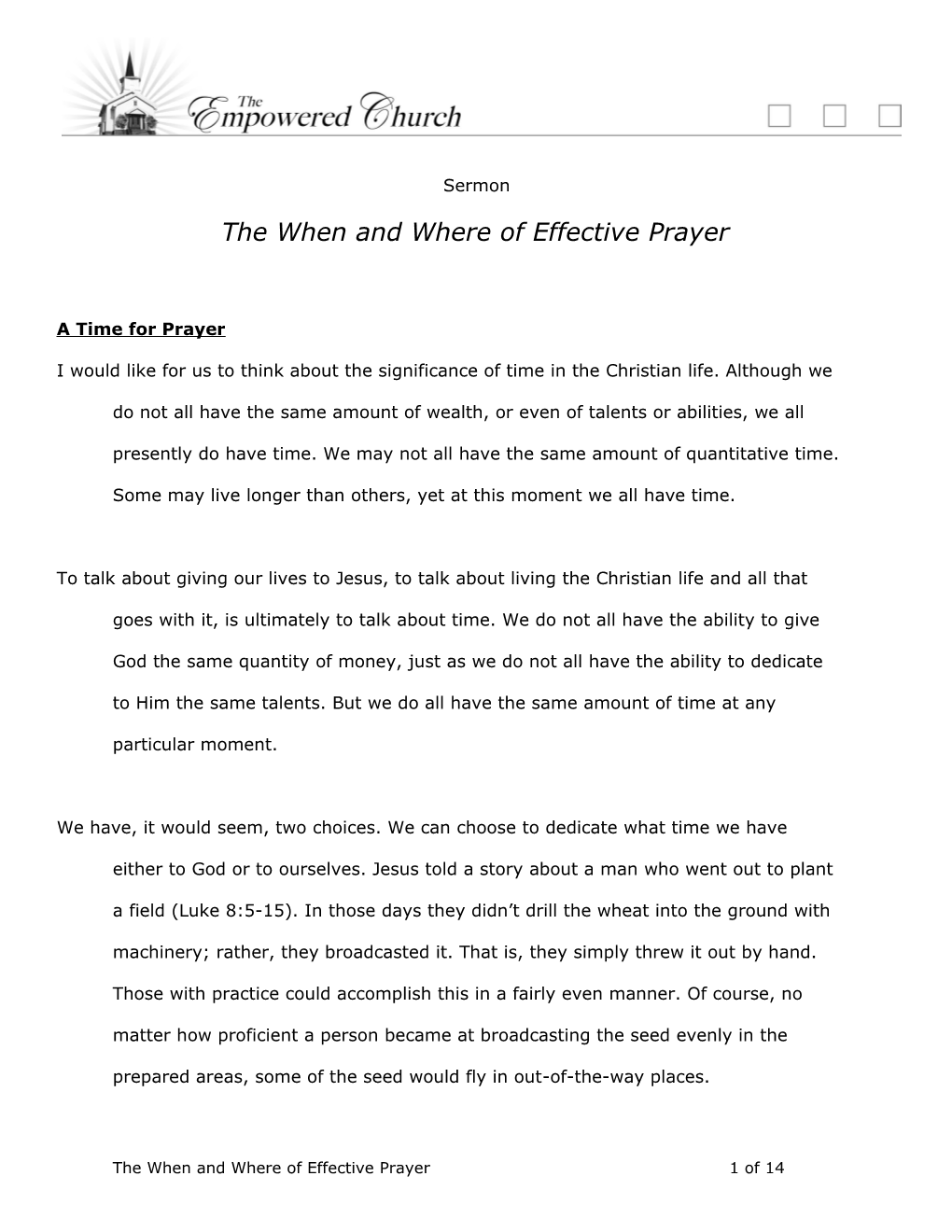 The When and Where of Effective Prayer