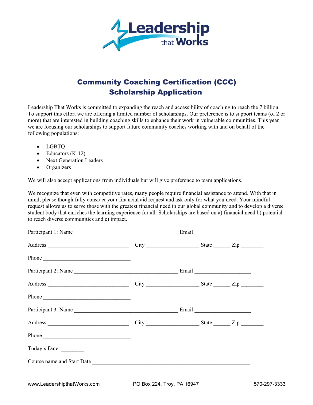 Community Coaching Certification (CCC)