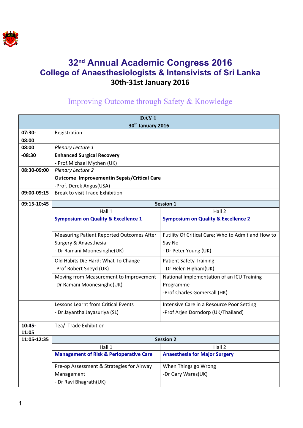 College of Anaesthesiologists & Intensivists of Sri Lanka