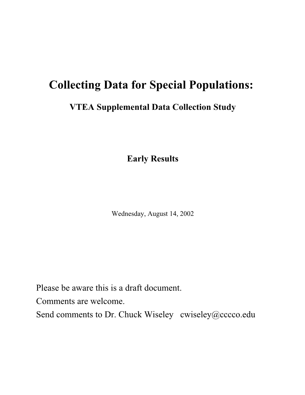 Collecting Data for Special Populations