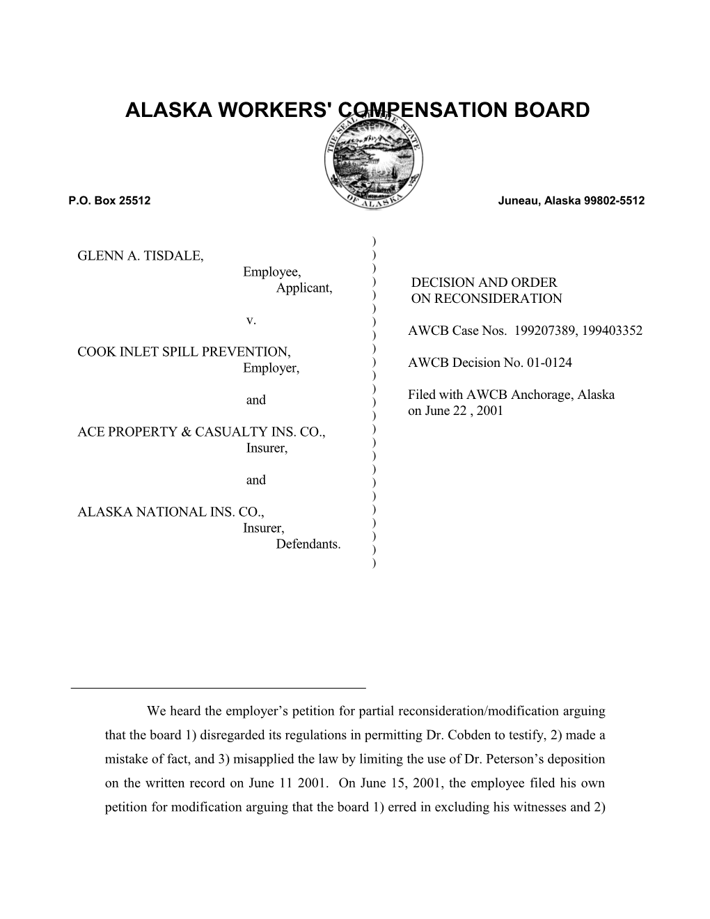 Alaska Workers' Compensation Board s40