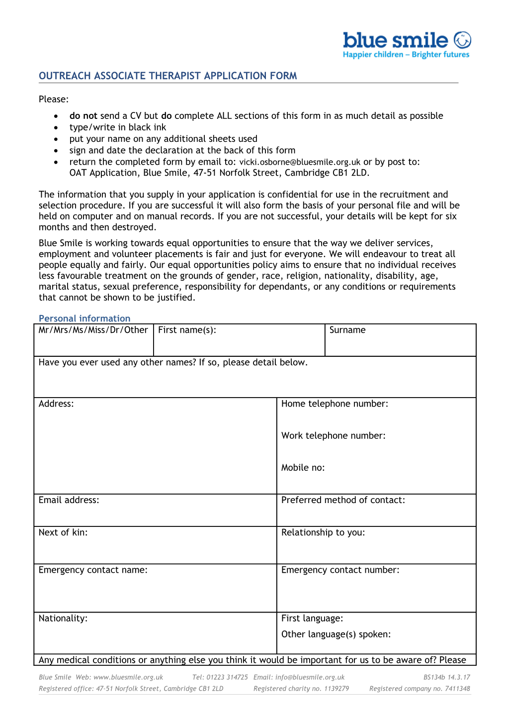 Team Leader Application Form