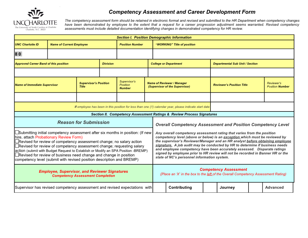 Competency Assessment and Career Development Form