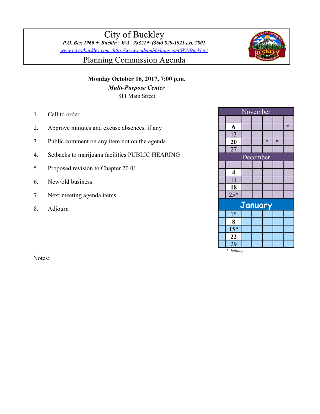 Planning Commission Agenda s2