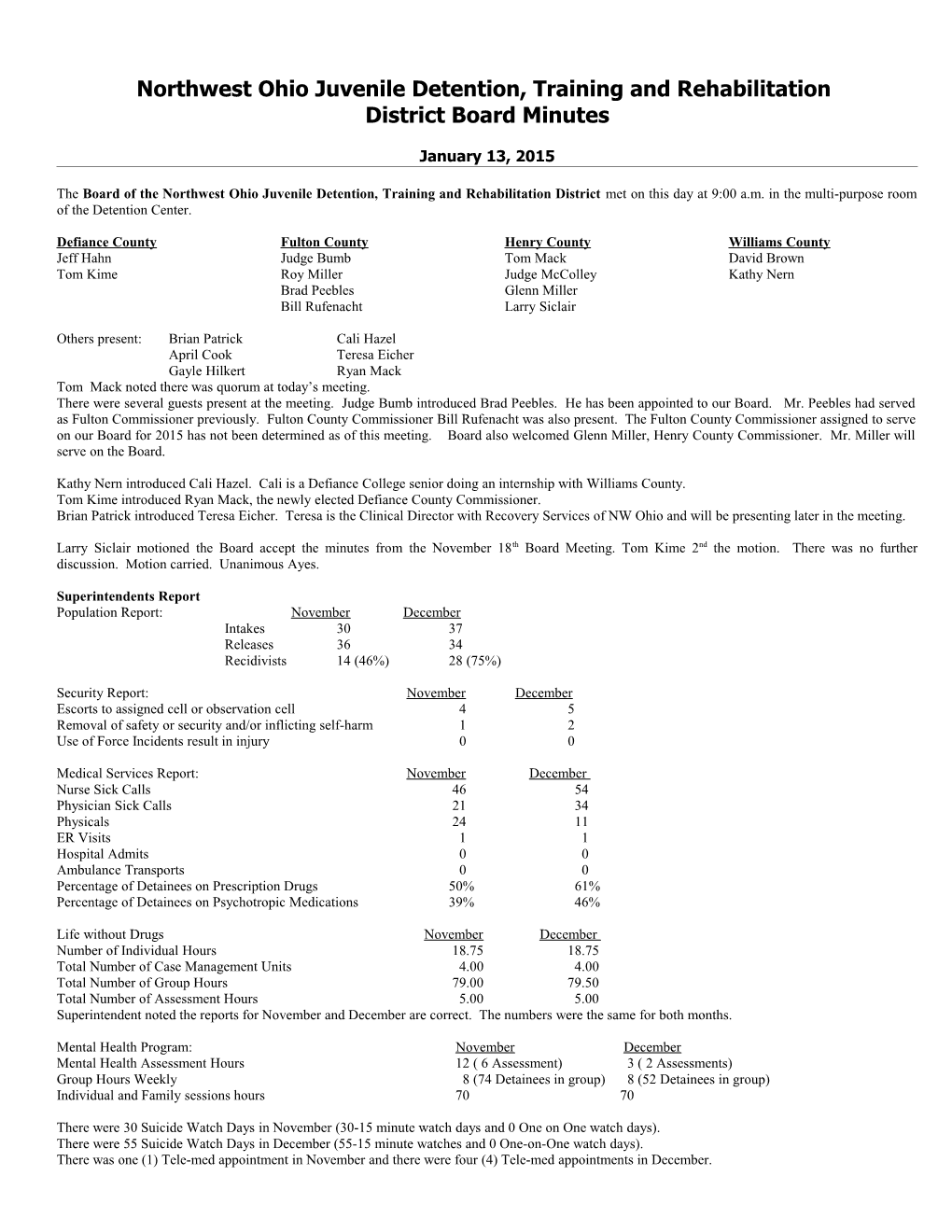 Northwest Ohio Juvenile Detention, Training and Rehabilitation